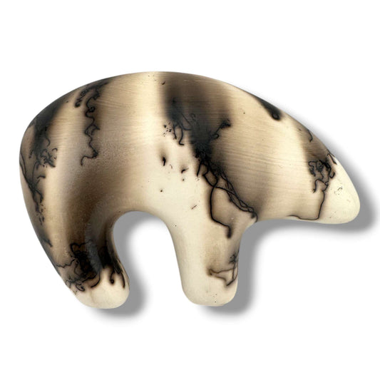 Horse Hair Bear Pottery with Hummingbird by Luna