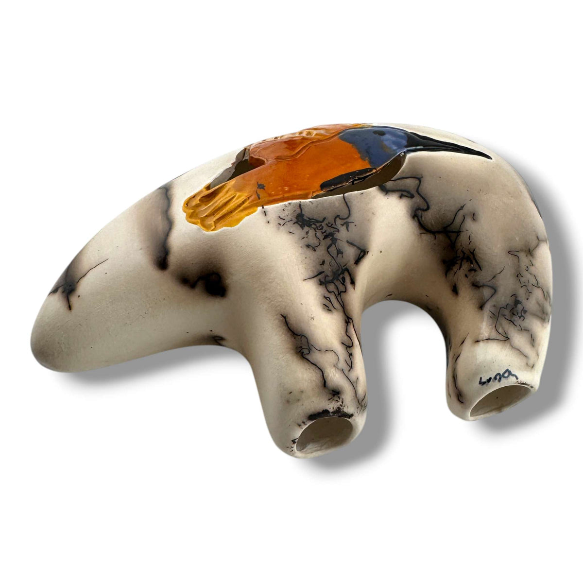 Horse Hair Bear Pottery with Hummingbird by Luna - SunWest Treasures
