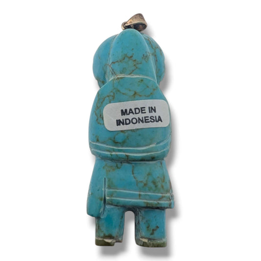 Handcrafted Block Turquoise Standing Sunface Pendant