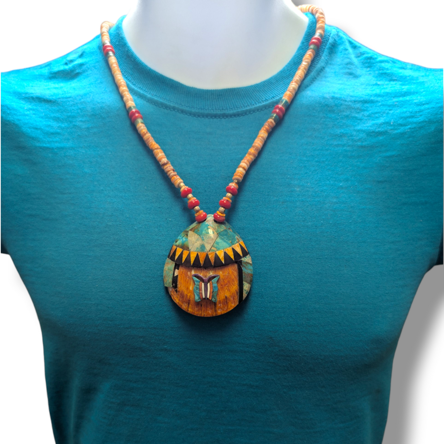 Handcrafted Shell Mosaic Inlay Butterfly Necklace