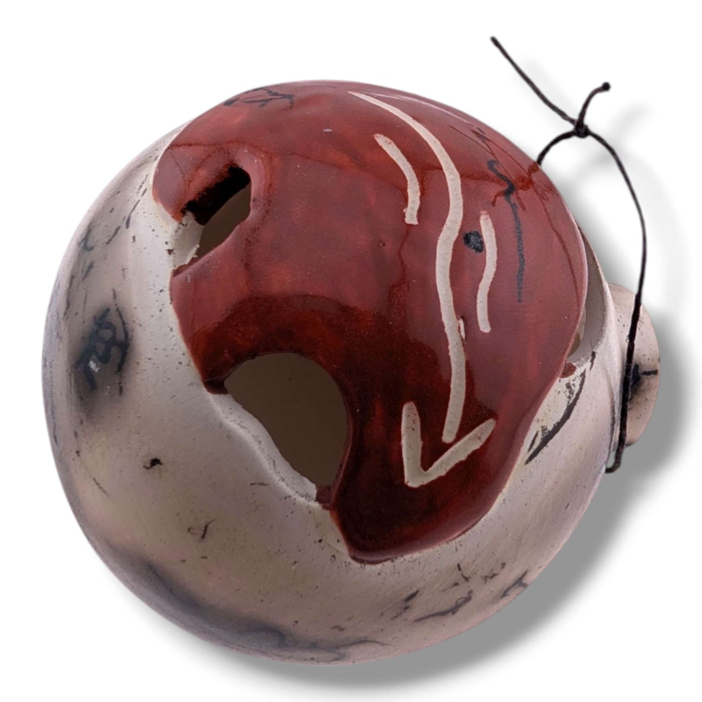 Horse Hair Pottery Bear Ornament, Dark Markings, Handcrafted by Luna