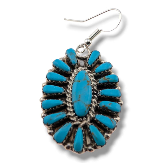Navajo Turquoise Cluster Sterling Silver Earrings by Davina Benally