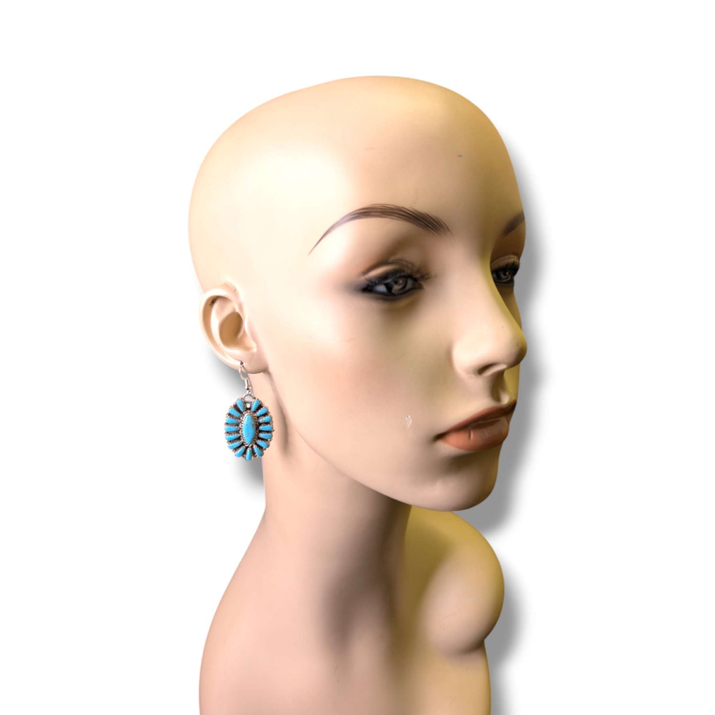 Navajo Turquoise Cluster Sterling Silver Earrings by Davina Benally