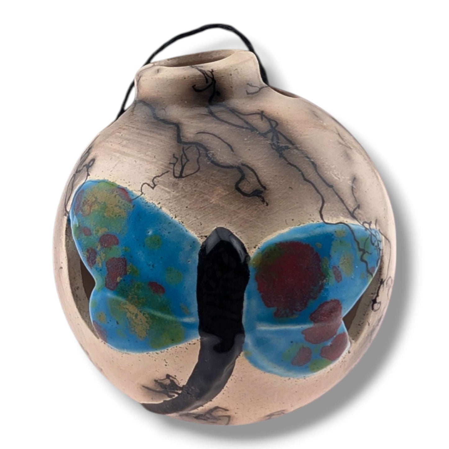 Horse Hair Pottery Blue Dragonfly Ornament, Handcrafted by Luna