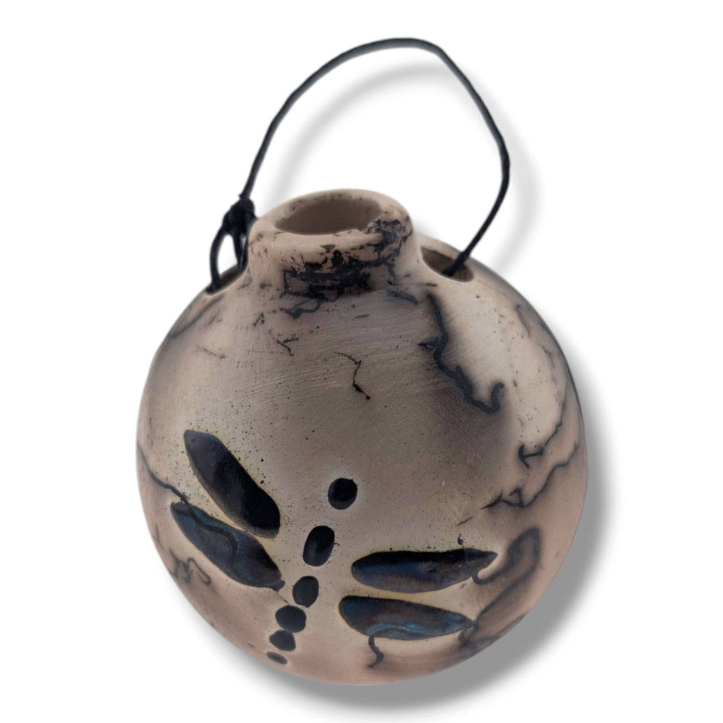 Horse Hair Pottery Minimalist Cutout Dragonfly Ornament, Handcrafted by Luna