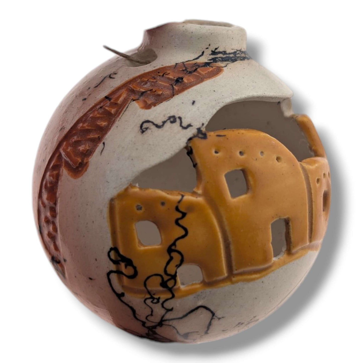 Horse Hair Pottery High Desert Pueblo Ornament, Handcrafted by Luna