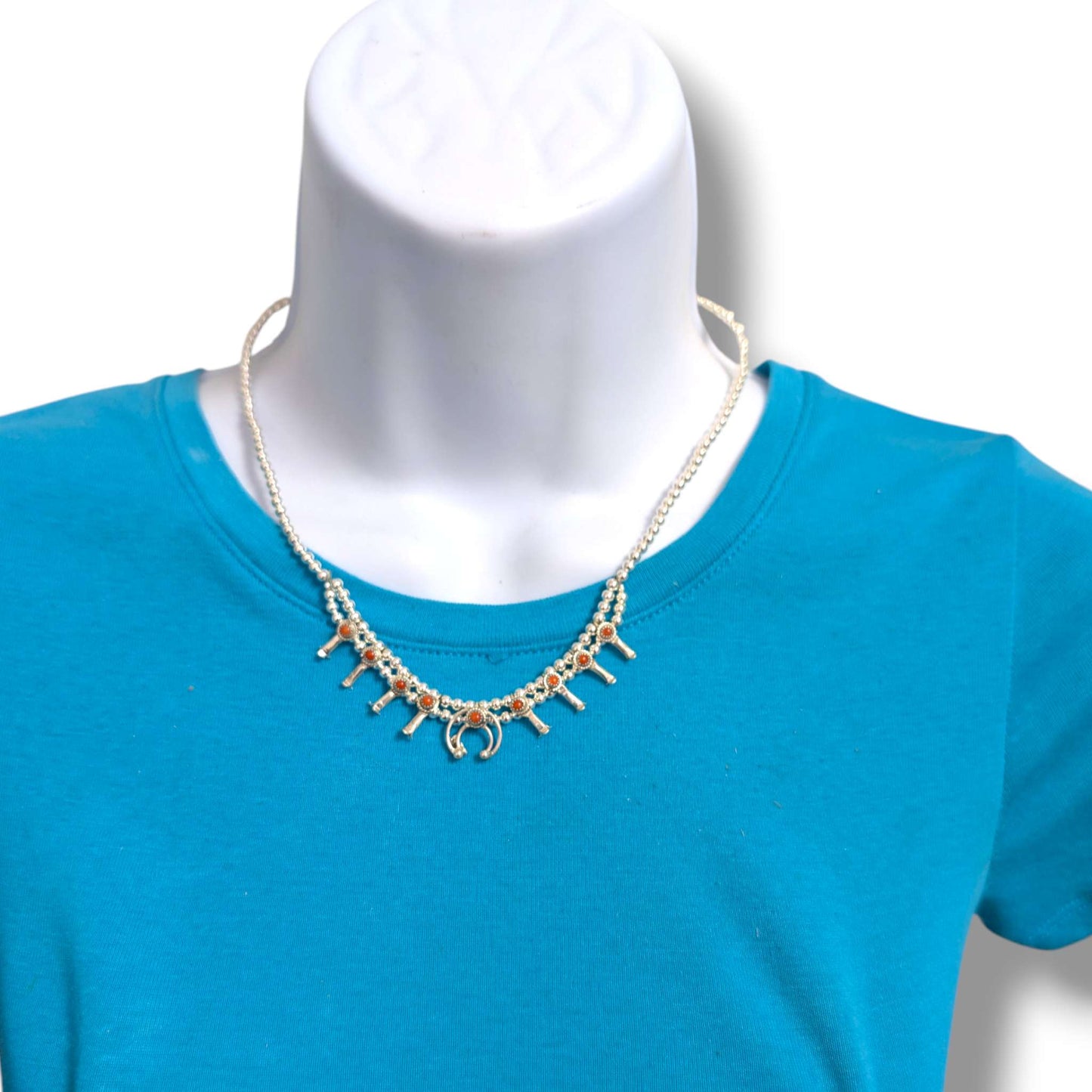 Navajo Mini Squash Blossom Necklace by Larry Curley