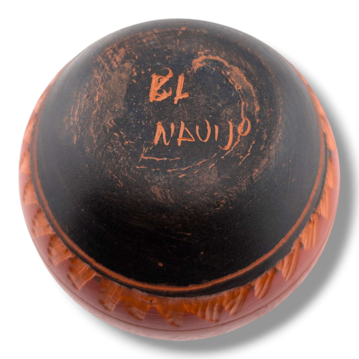 Navajo Hand-Etched Terracotta Round Seed Pot by Ben Billy (As-Is)