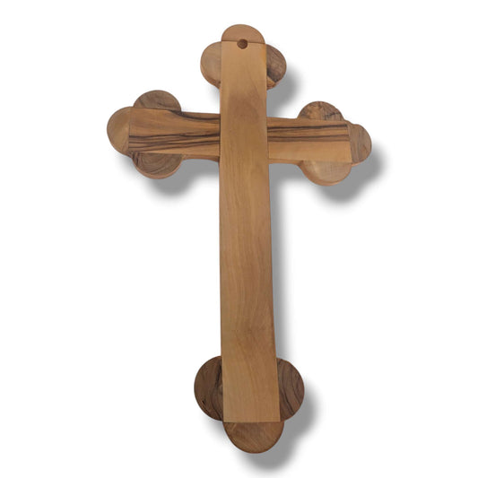 Hand-Carved Olive Wood Budded Crucifix