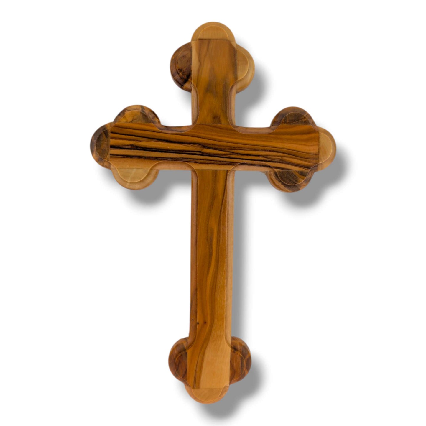 Hand-Carved Olive Wood Budded Crucifix