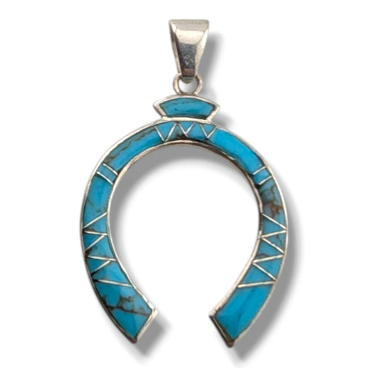 Sterling Silver Inlay Stones Turquoise Opal Naja Pendant - SunWest Treasures