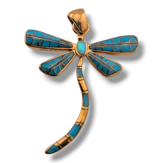 Bronze Inlay Dragonfly Pendant - SunWest Treasures