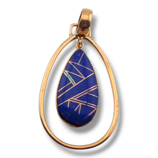 Bronze Inlay Opal Hollow Teardrop Pendant