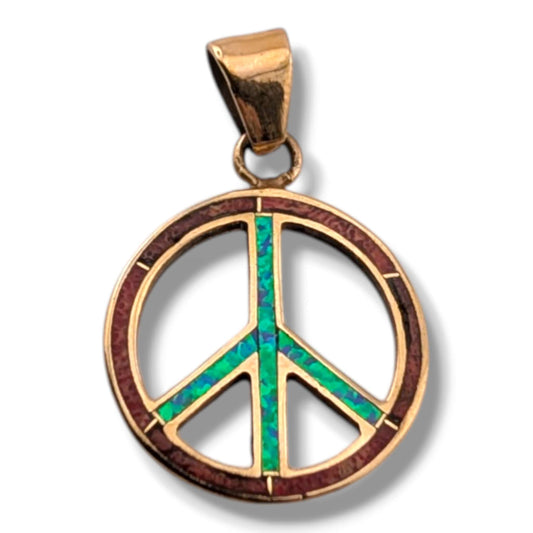 Bronze Inlay Opal Peace Sign Pendant - SunWest Treasures