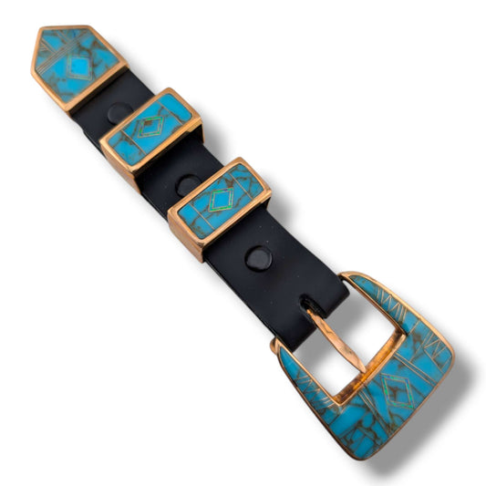 Bronze Inlay Stone Ranger 4-Piece Belt Buckle Set - SunWest Treasures