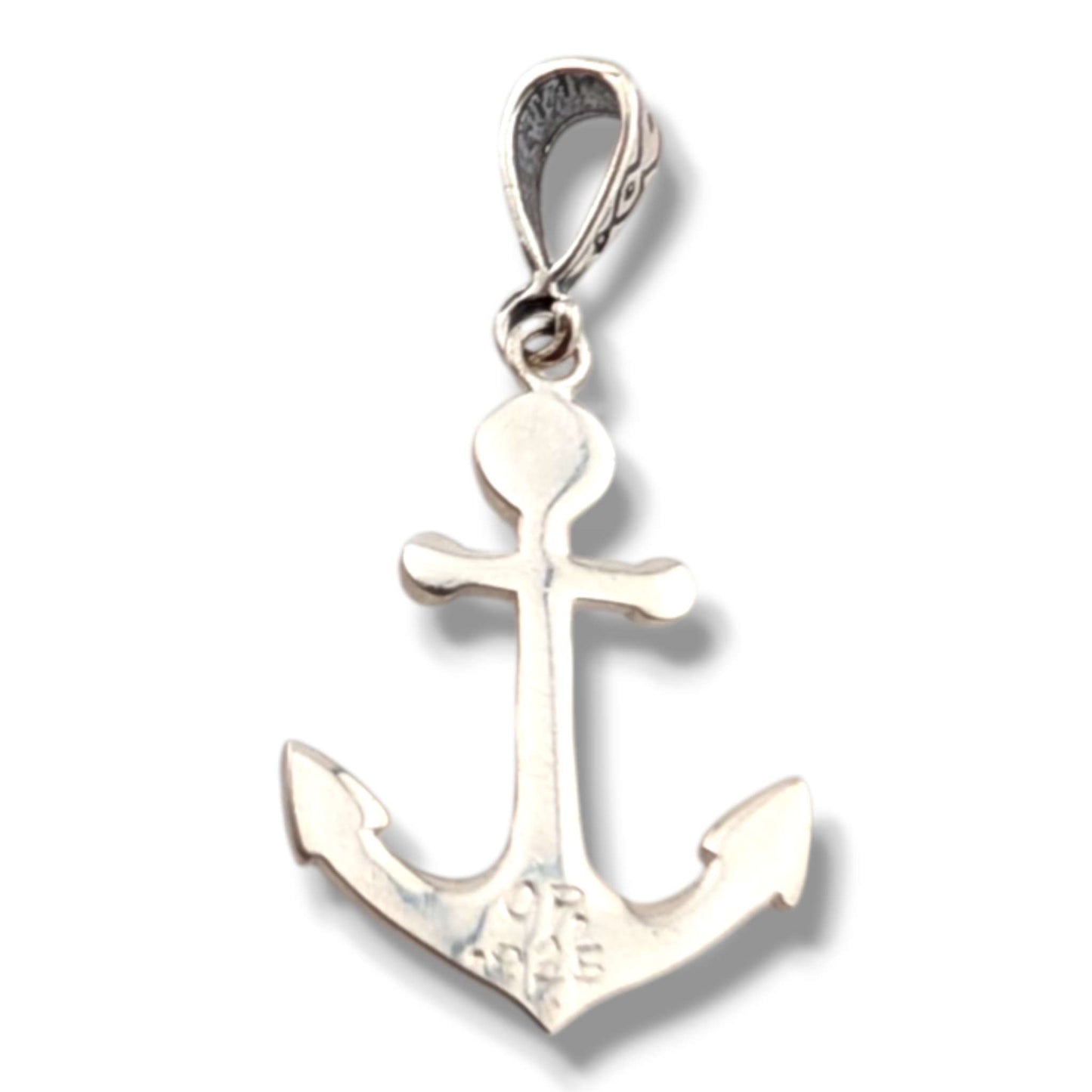 Sterling Silver Inlay Stone Anchor Pendant