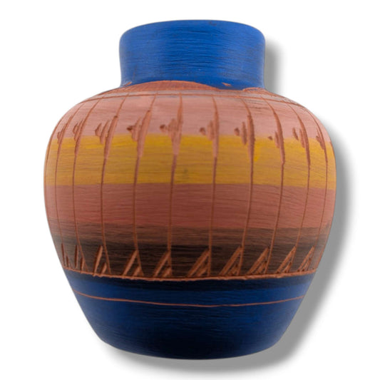 Navajo Hand Etched Pottery Vase by Ben Billy