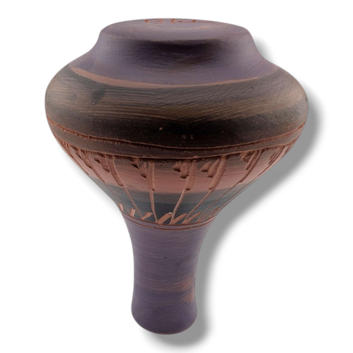 Navajo Hand Etched Pottery Gourd Neck Vase by Ben Billy - SunWest Treasures