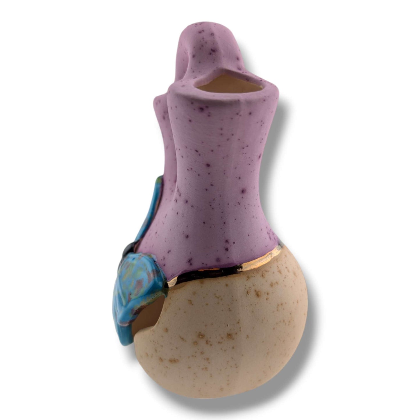 Gold Accent Teal Butterfly Wedding Vase by Luna