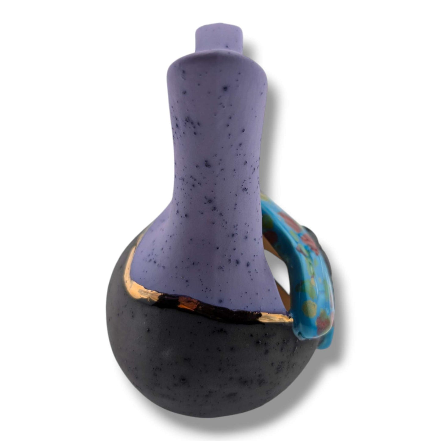 Purple and Gray Gold Accent Teal Butterfly Wedding Vase by Luna