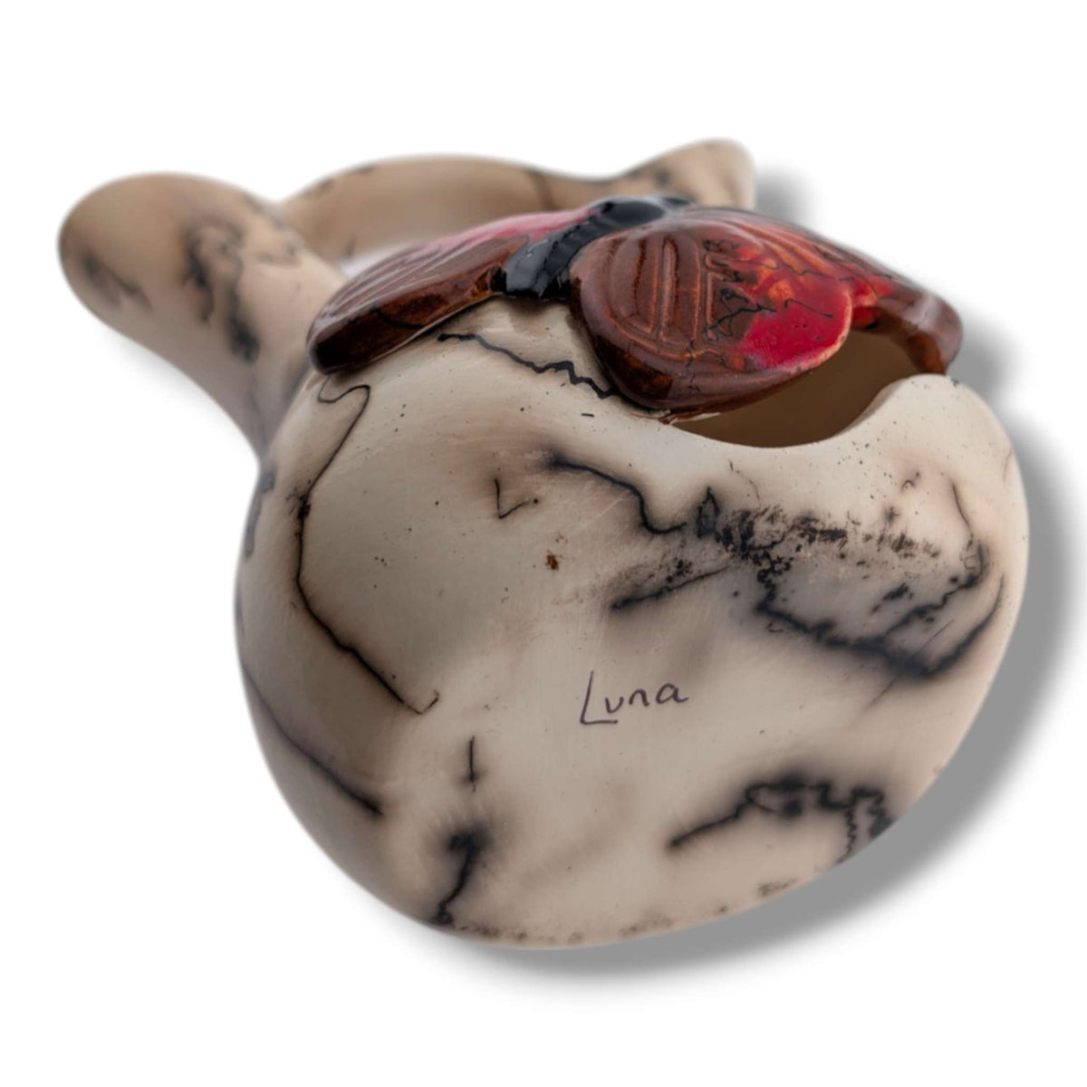 Horse Hair Red and Brown Butterfly Wedding Vase by Luna - SunWest Treasures