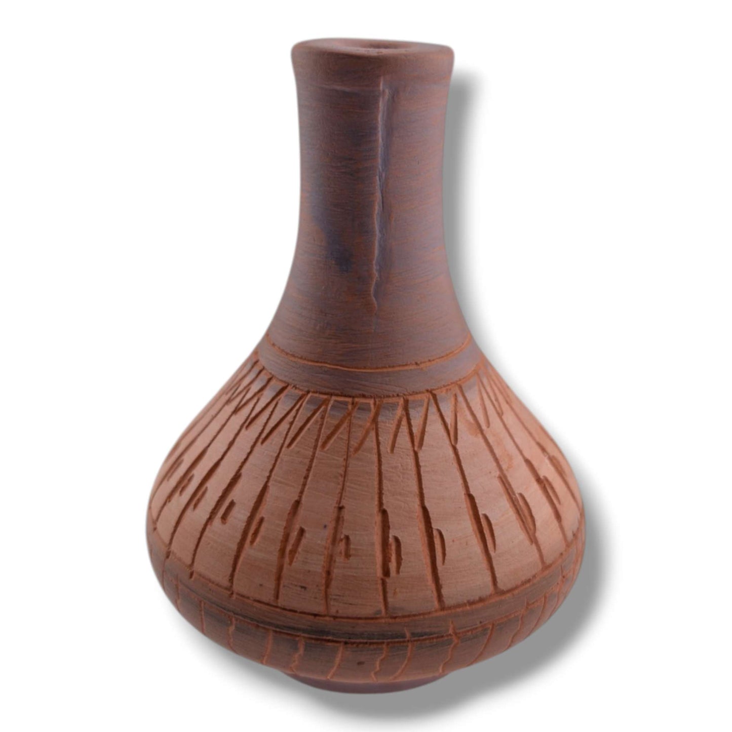 Navajo Etched Terracotta Rain Line Gourd Vase by Ben Billy - SunWest Treasures