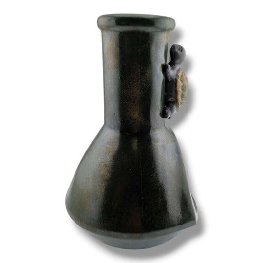 Glazed Pottery Incense Holder with Sculpted Turtle and Tray by Luna - SunWest Treasures