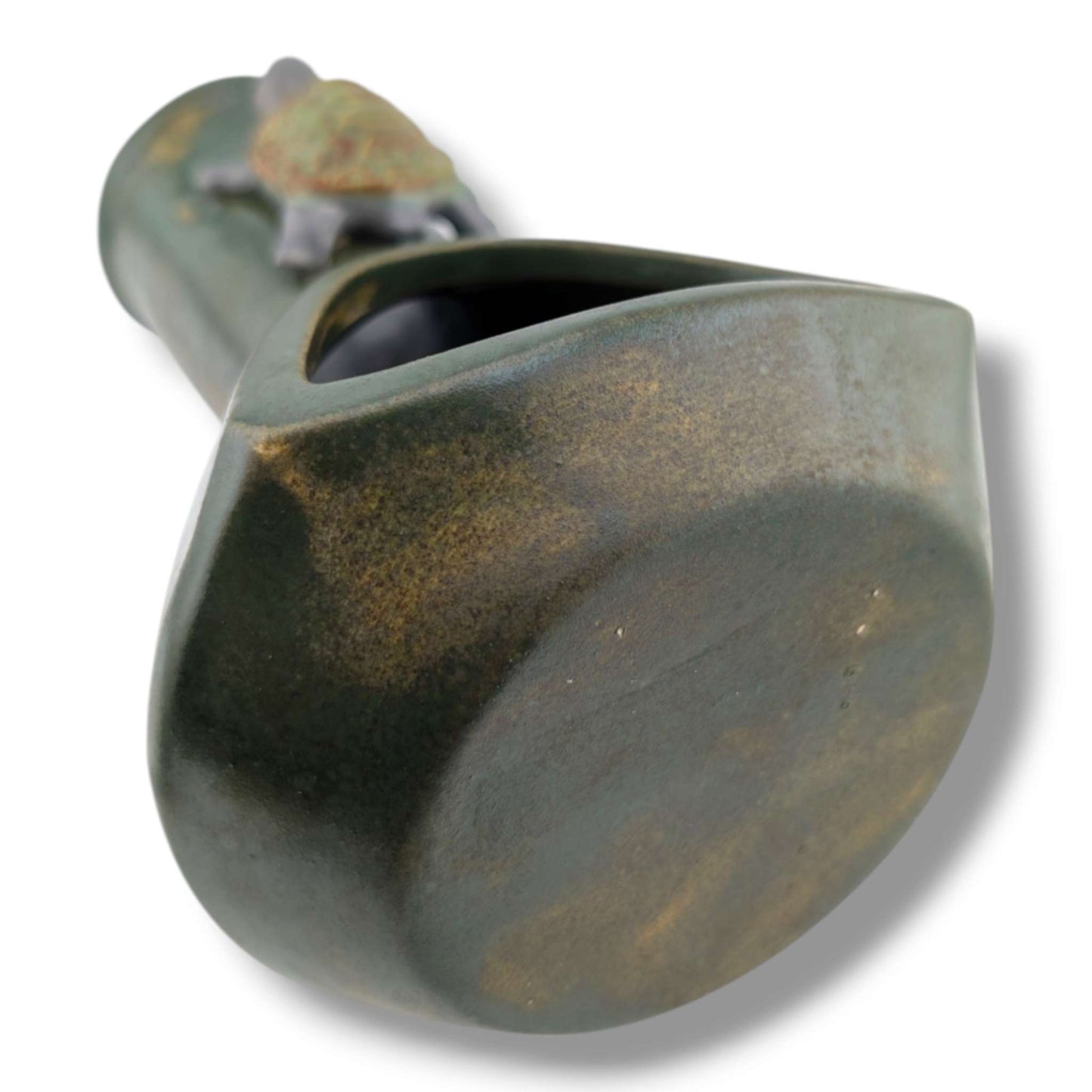 Glazed Pottery Incense Holder with Sculpted Turtle and Tray by Luna - SunWest Treasures