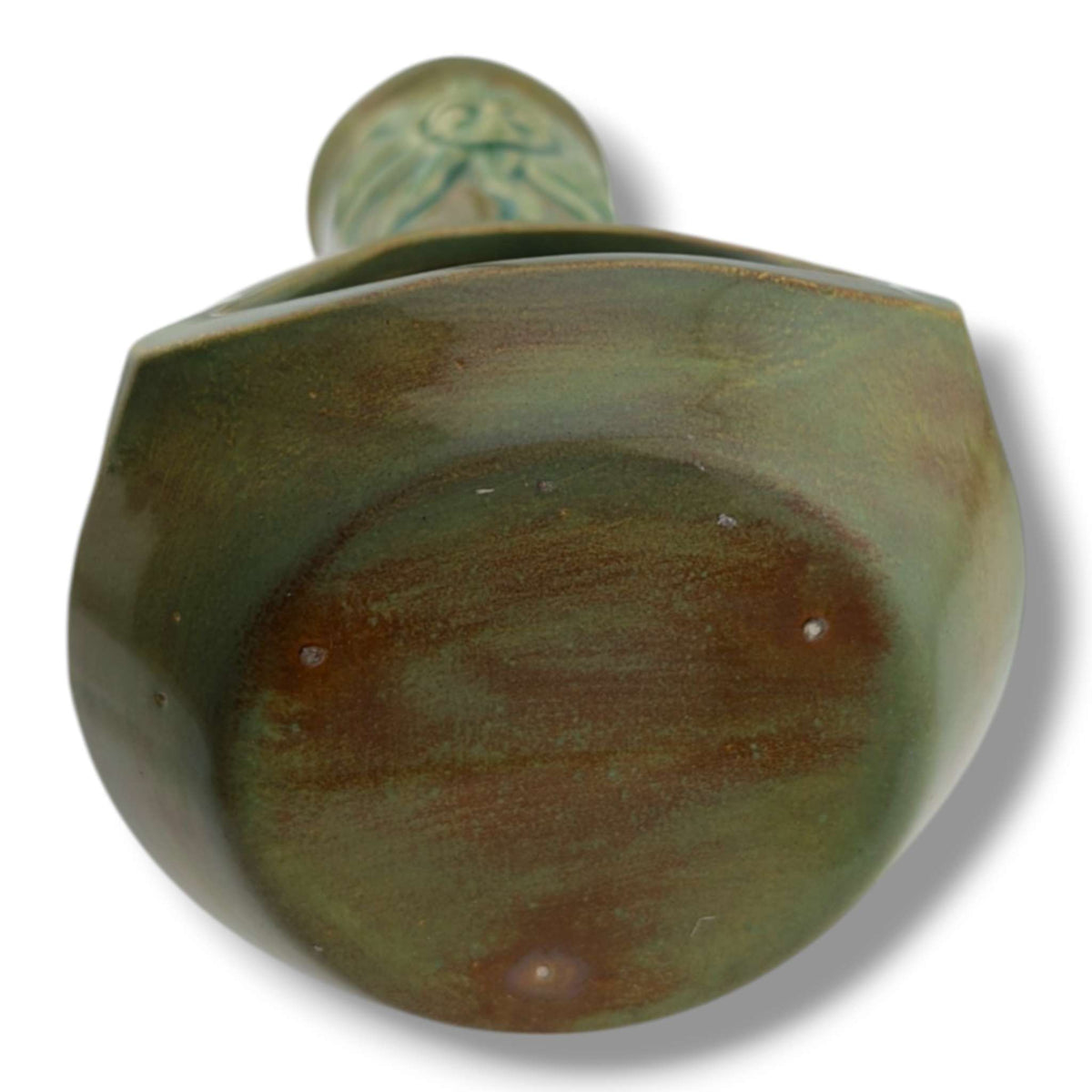 Glazed Pottery Incense Holder with Sunface Relief and Tray by Luna - SunWest Treasures