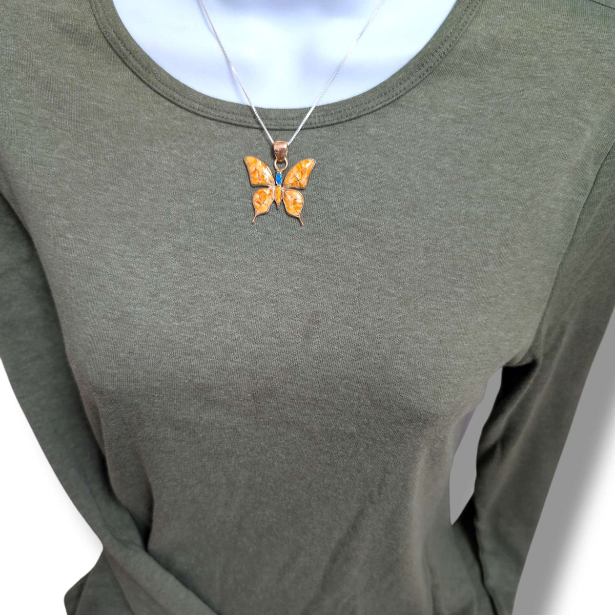 Bronze Inlay Opal Butterfly Pendant - SunWest Treasures