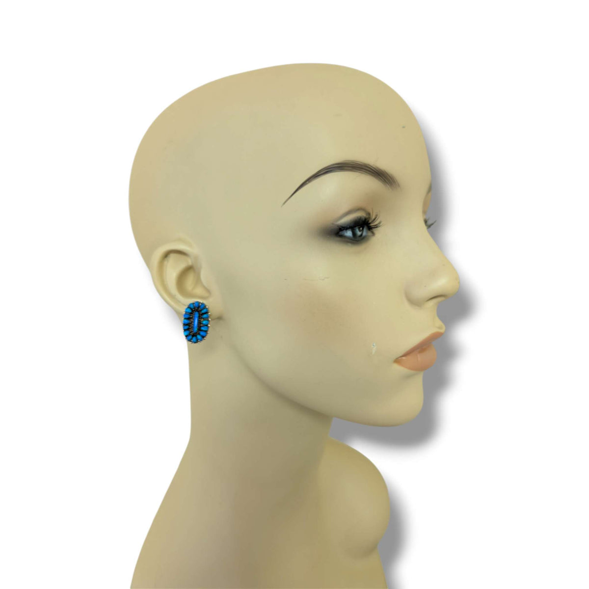Sterling Silver Oval Opal Cluster Post Earrings by OP - SunWest Treasures