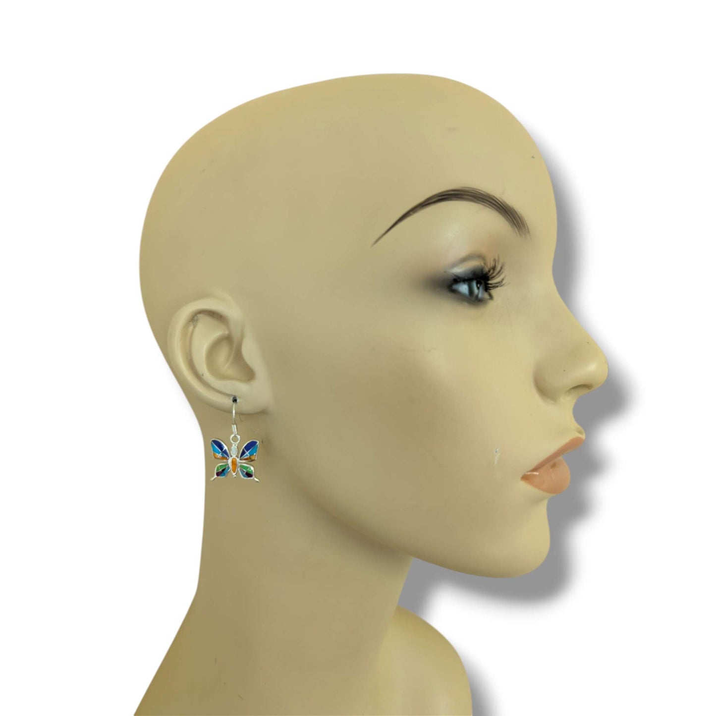 Sterling Silver Butterfly Inlay Hook Earrings by OP