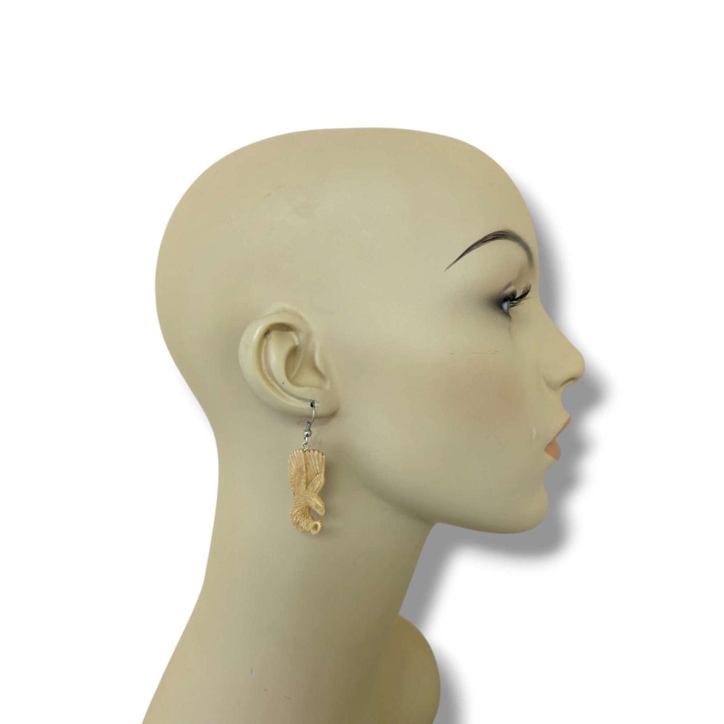 Hand-Carved Flying Eagle Hook Dangle Earrings