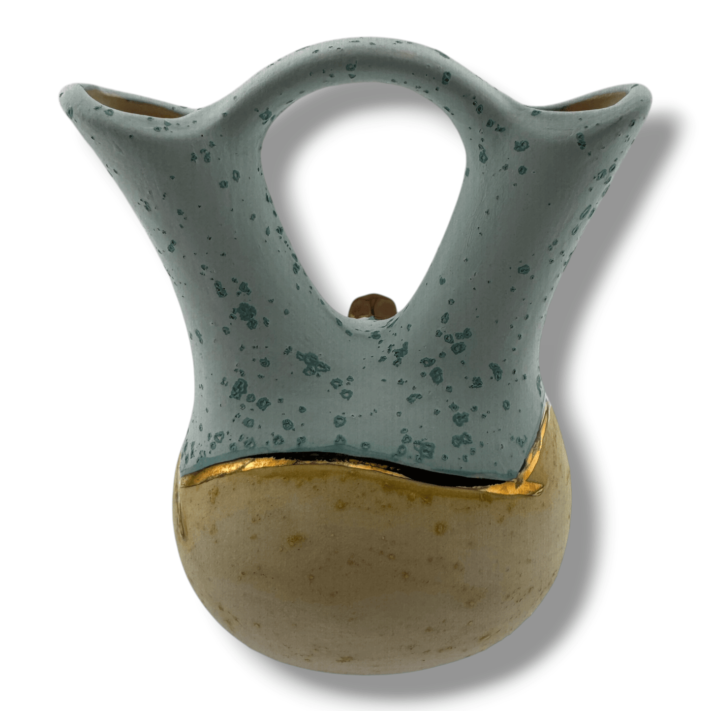 Luna Small Handcrafted Southwestern Pottery Wedding Vase with Turquoise Speckle Glaze & Cross Accent - SunWest Treasures
