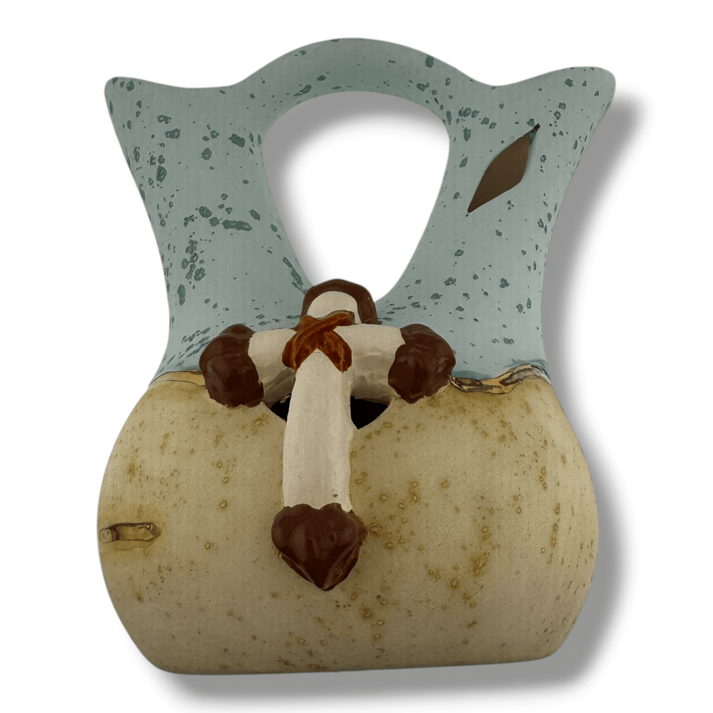 Luna Small Handcrafted Southwestern Pottery Wedding Vase with Turquoise Speckle Glaze & Cross Accent - SunWest Treasures