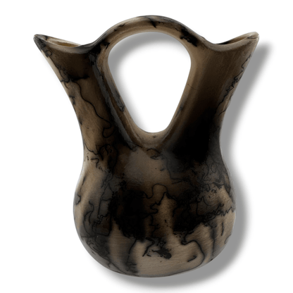 Luna Small Handcrafted Horse Hair Southwestern Pottery Wedding Vase with Pueblo Village - SunWest Treasures