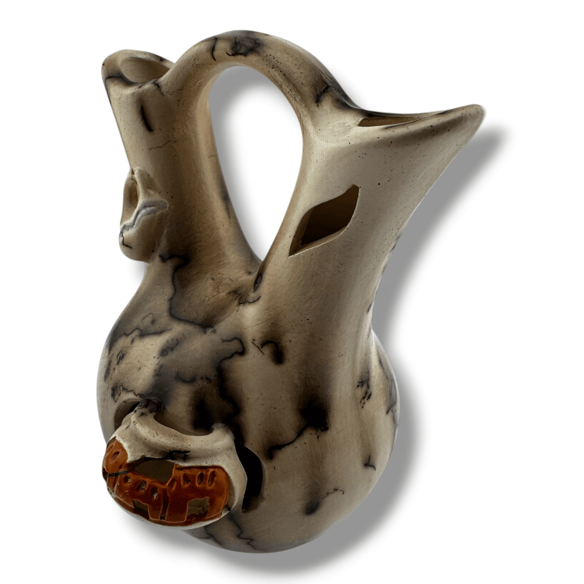 Luna Small Handcrafted Horse Hair Southwestern Pottery Wedding Vase with Pueblo Village - SunWest Treasures