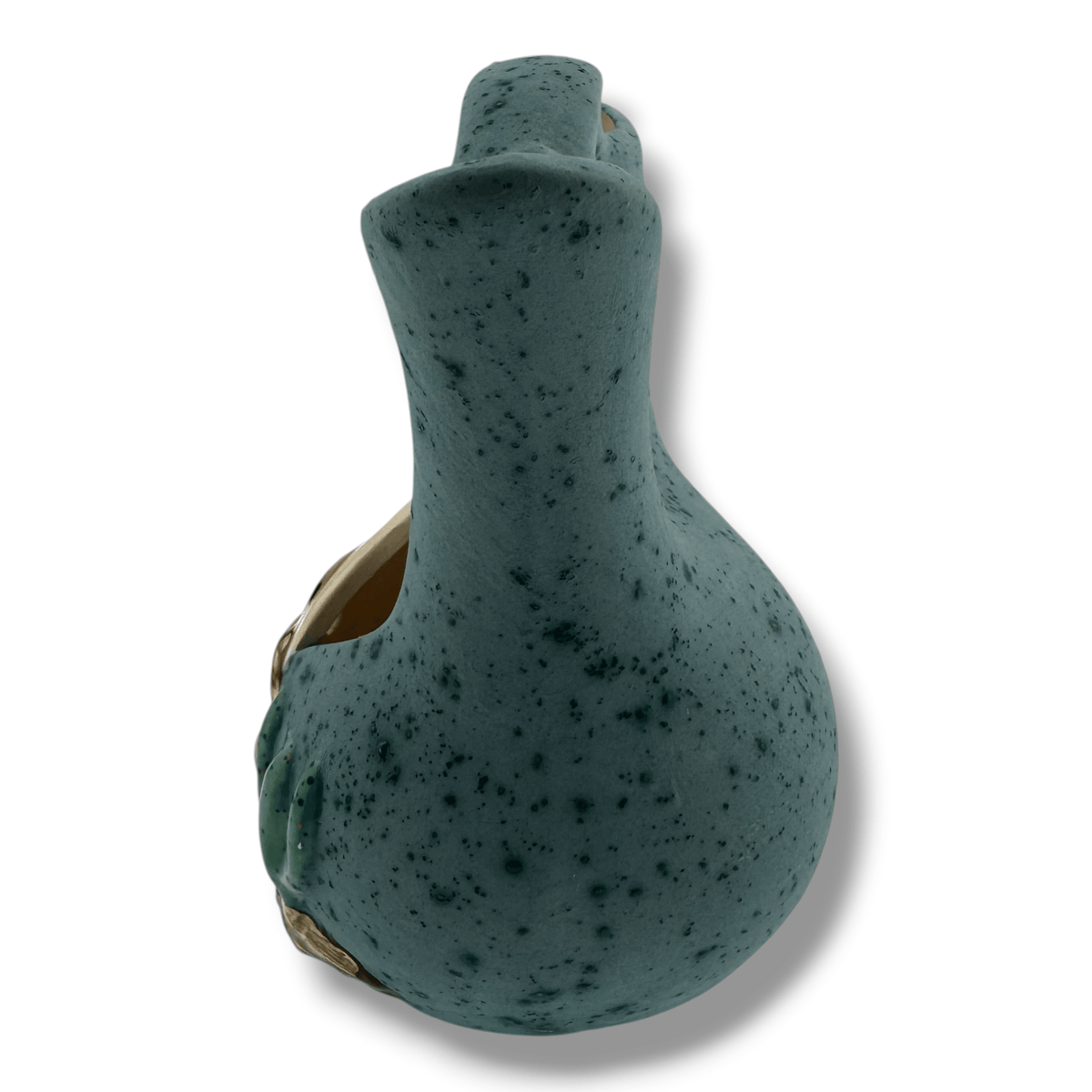 Luna Small Southwest Pueblo Wedding Vase Teal Speckled Glaze with Gold Filled Detail - SunWest Treasures