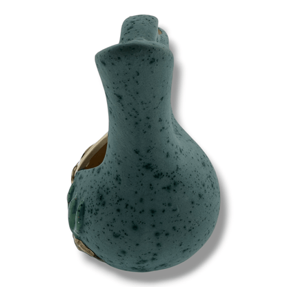Luna Small Southwest Pueblo Wedding Vase Teal Speckled Glaze with Gold Filled Detail - SunWest Treasures