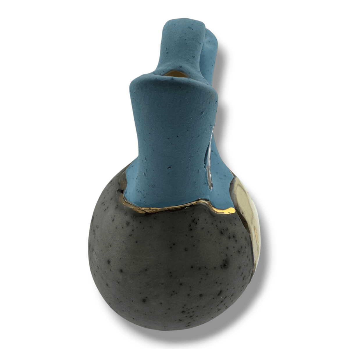 Spirit of the High Sky Small Handcrafted Feather Eagle Wedding Vase Gold Accents & Azure Glaze - SunWest Treasures