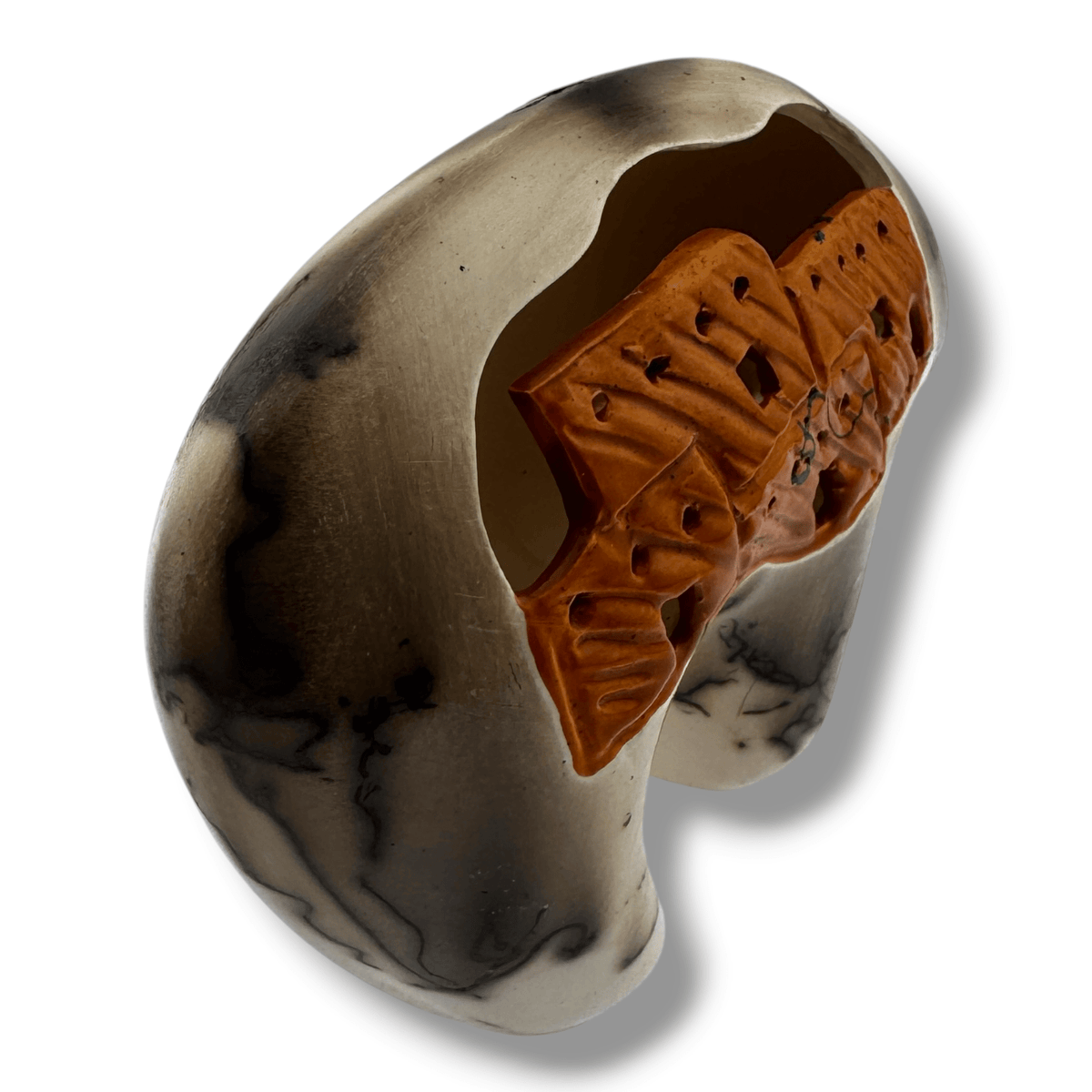 Small Guardian of the Pueblo Handcrafted Horsehair Bear Pottery Marbled Stone Finish - SunWest Treasures