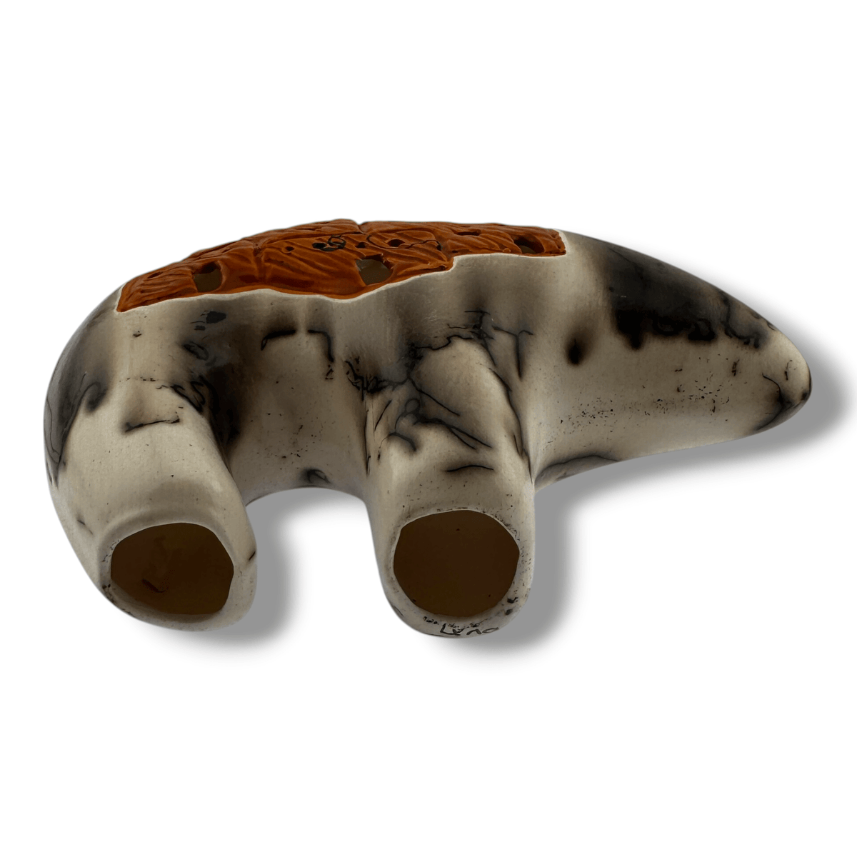Small Guardian of the Pueblo Handcrafted Horsehair Bear Pottery Marbled Stone Finish - SunWest Treasures
