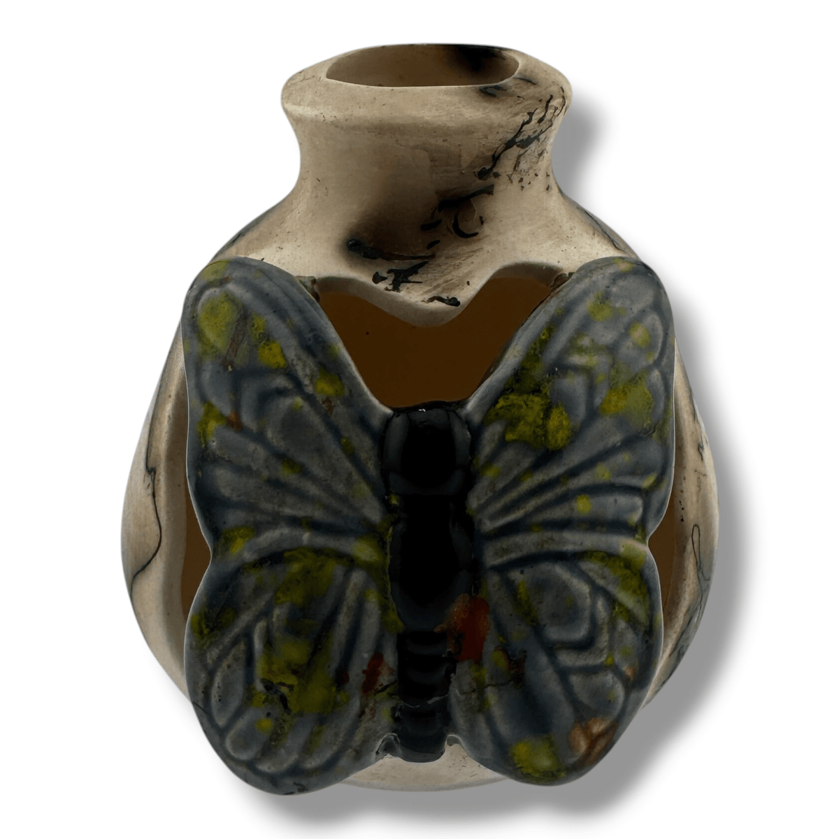 Luna Small Painted Wings Handcrafted Horsehair Butterfly Pottery Vase - SunWest Treasures
