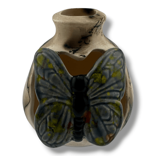 Luna Small Painted Wings Handcrafted Horsehair Butterfly Pottery Vase - SunWest Treasures