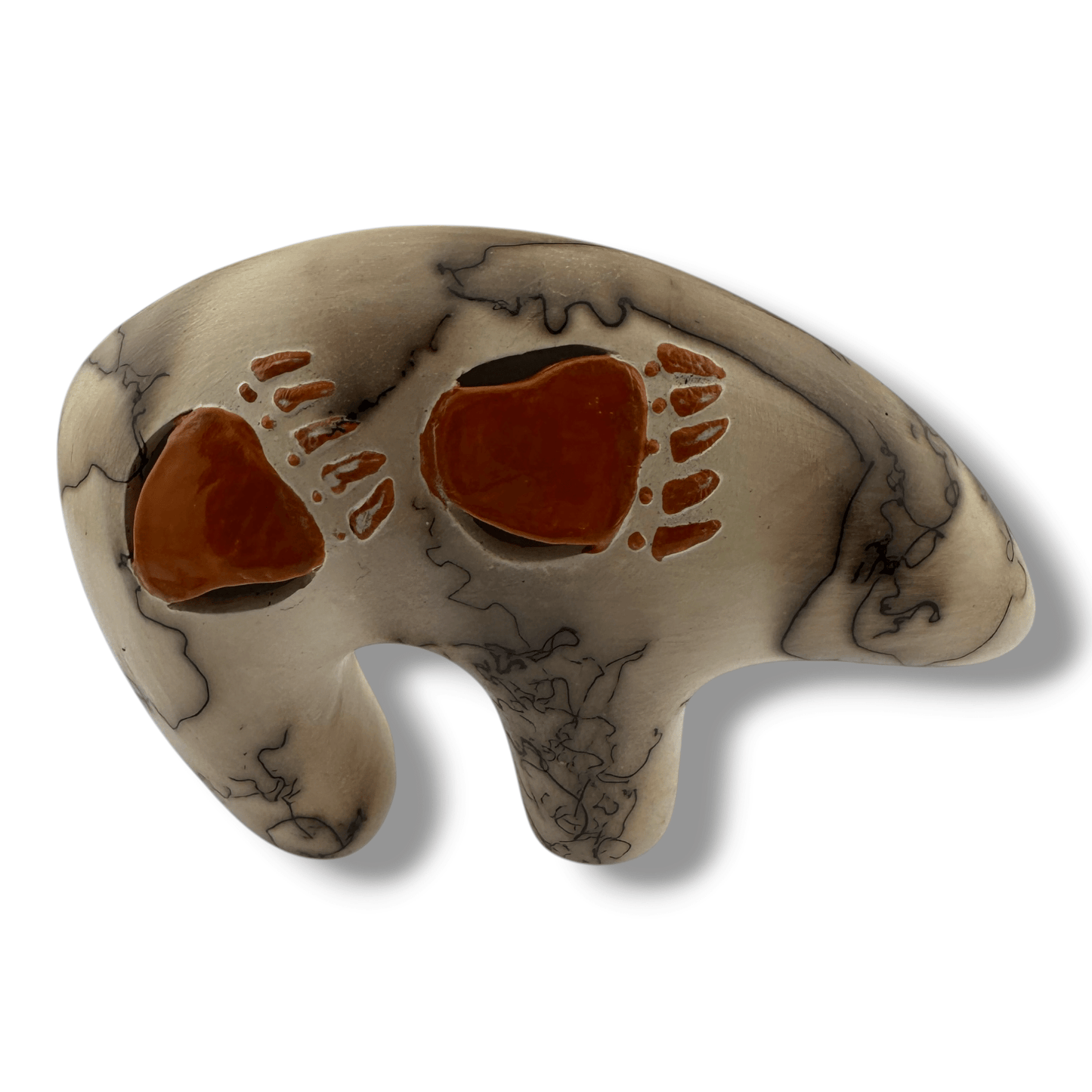 Path of the Bear Small Handcrafted Horsehair Pottery Marbled Bear Paw Sculpture - SunWest Treasures