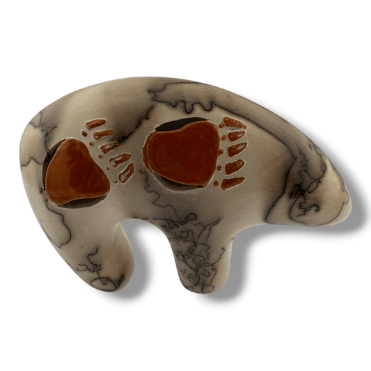 Path of the Bear Small Handcrafted Horsehair Pottery Marbled Bear Paw Sculpture - SunWest Treasures