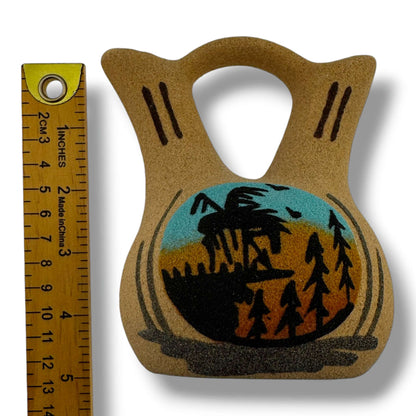 Handmade Small Molly Bryan Gooldtooth Small Sand Painting Wedding Vase - SunWest Treasures