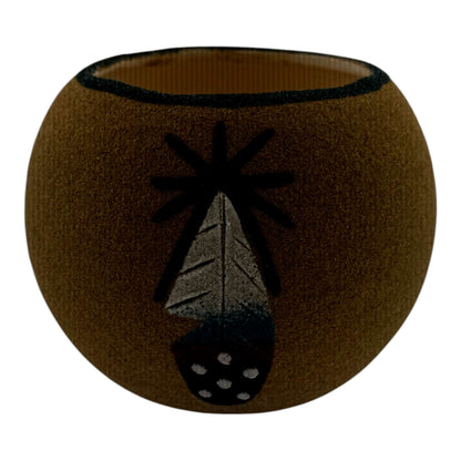 Handmade Small Sand Painted Tipi Feather Seed Pot by Bryan & Molly Goldtooth - SunWest Treasures