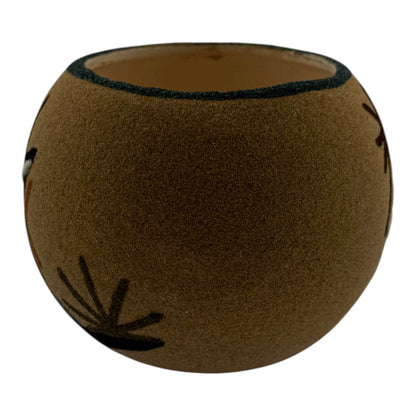Handmade Small Sand Painted Tipi Feather Seed Pot by Bryan & Molly Goldtooth - SunWest Treasures