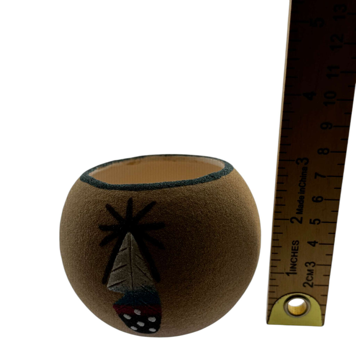 Handmade Small Sand Painted Tipi Feather Seed Pot by Bryan & Molly Goldtooth - SunWest Treasures